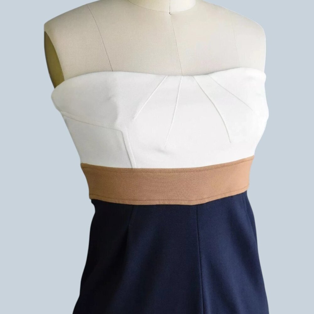 DIANE VON FURSTENBERG RHYTHM STRAPLESS COLOR BLOCK DRESS - Picture 4 of 8